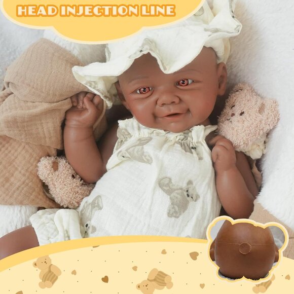 16.9in Full Silicone Not Vinyl Reborn tan Baby Girl Dolls Lifelike Reborn Baby - Picture 5 of 6